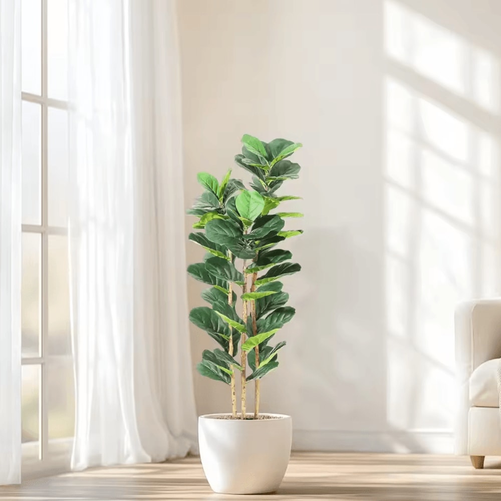 57FT Artificial Fiddle Leaf Fig Tree With Pot Realistic Faux Indoor Statement Plant 1
