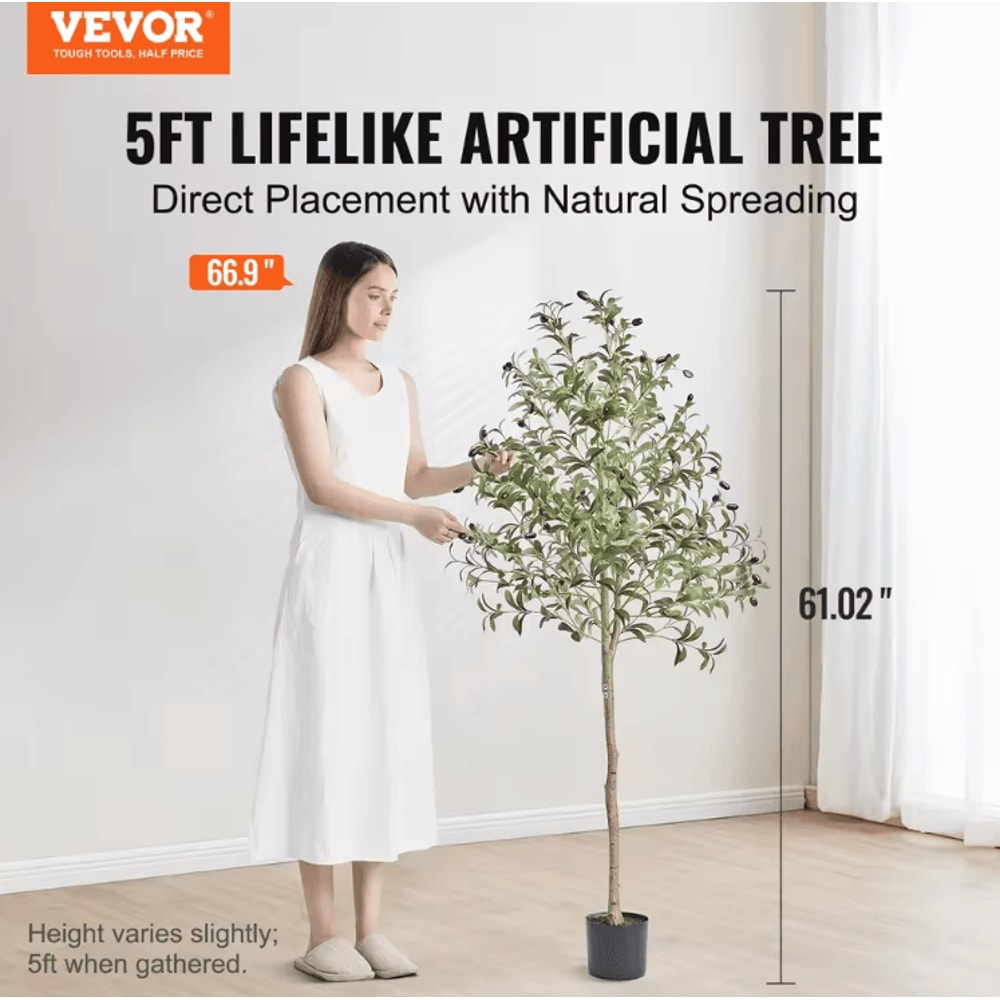 46FT Artificial Olive Tree In Pot Realistic Faux Indoor Tree With Stable Base 1