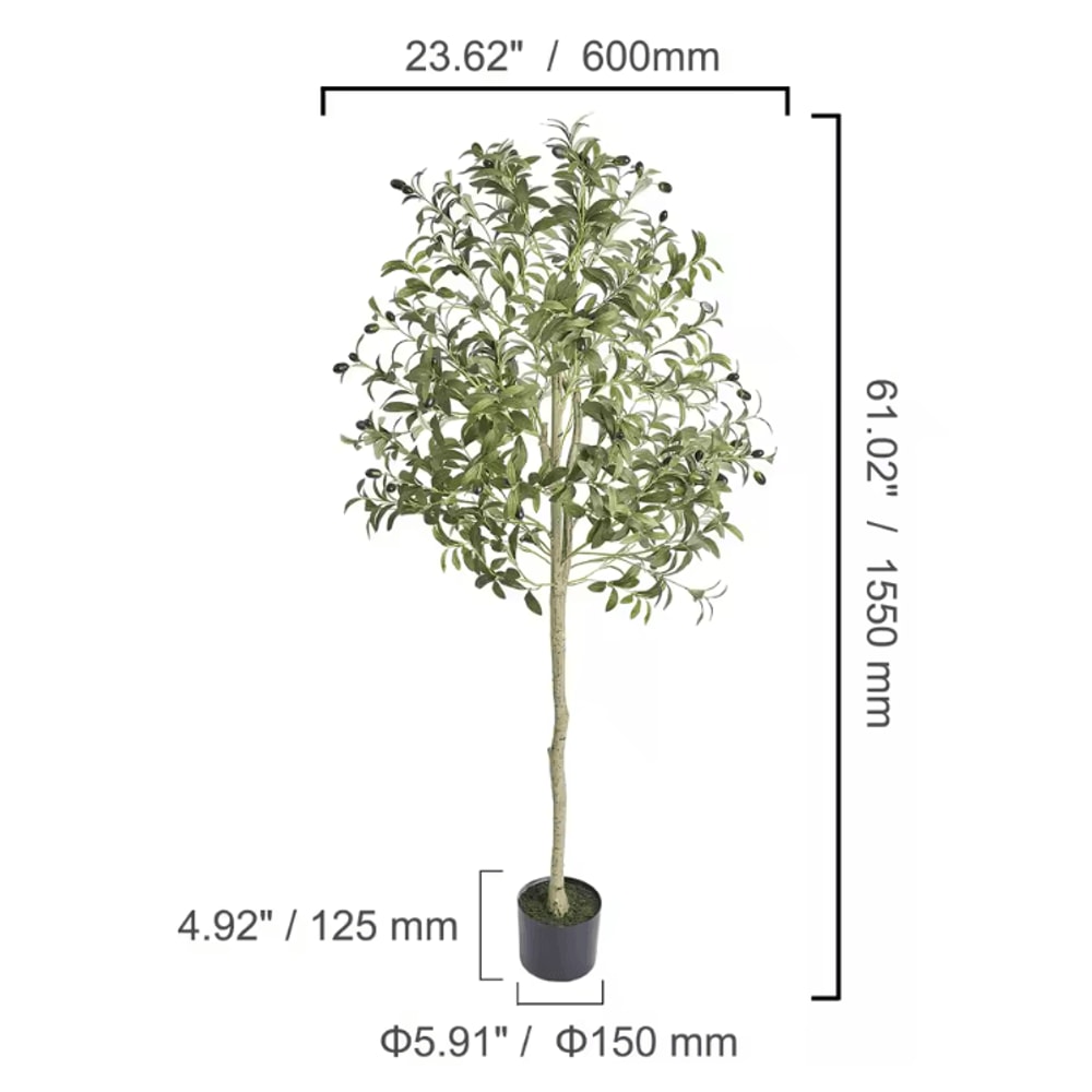 46FT Artificial Olive Tree In Pot Realistic Faux Indoor Tree With Stable Base 2