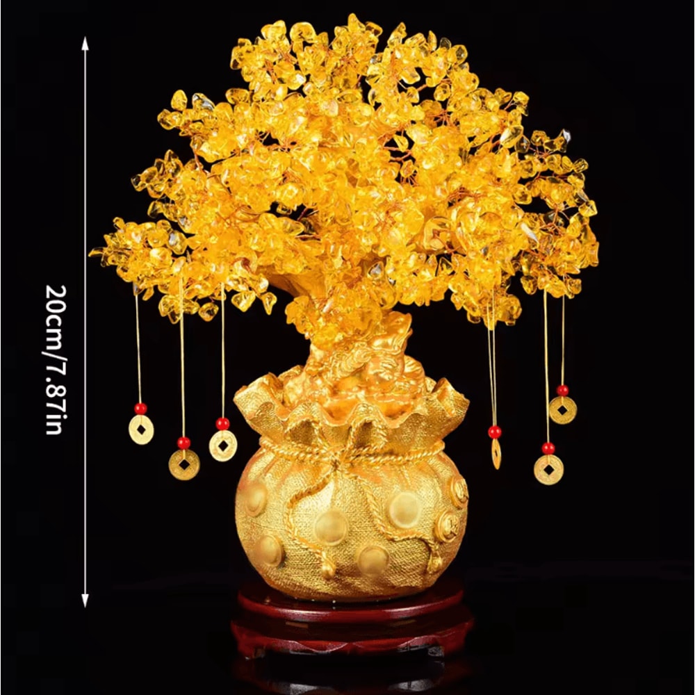 Natural Crystal Money Tree With Fortune Bag Feng Shui Lucky Tree Decor For Wealth Prosperity 3