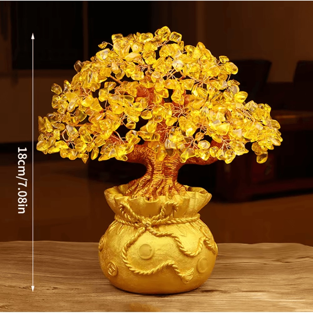 Natural Crystal Money Tree With Fortune Bag Feng Shui Lucky Tree Decor For Wealth Prosperity 4