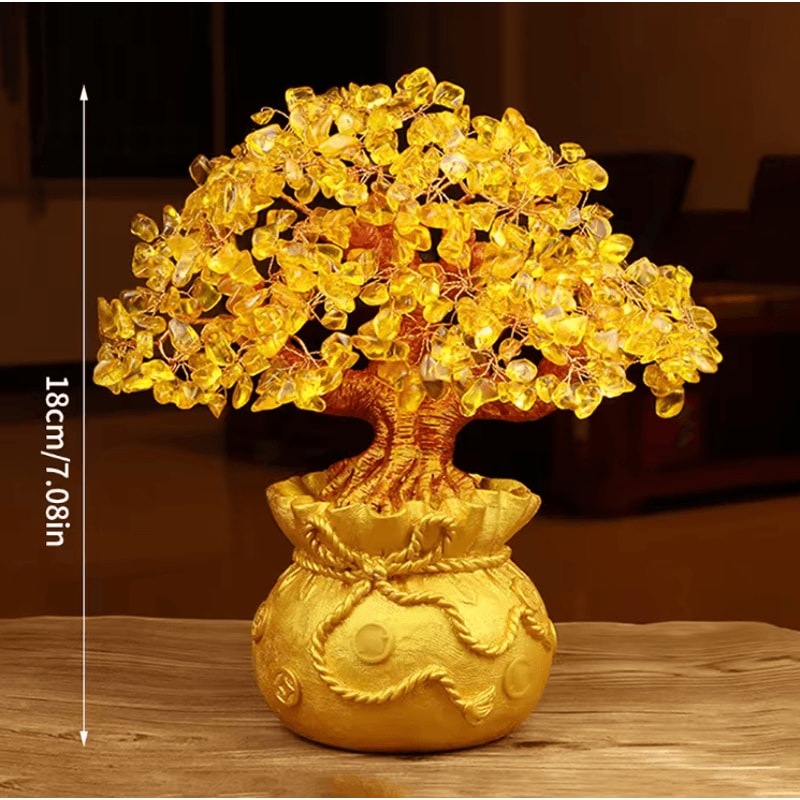 Natural Crystal Money Tree With Fortune Bag Feng Shui Lucky Tree Decor For Wealth Prosperity 4