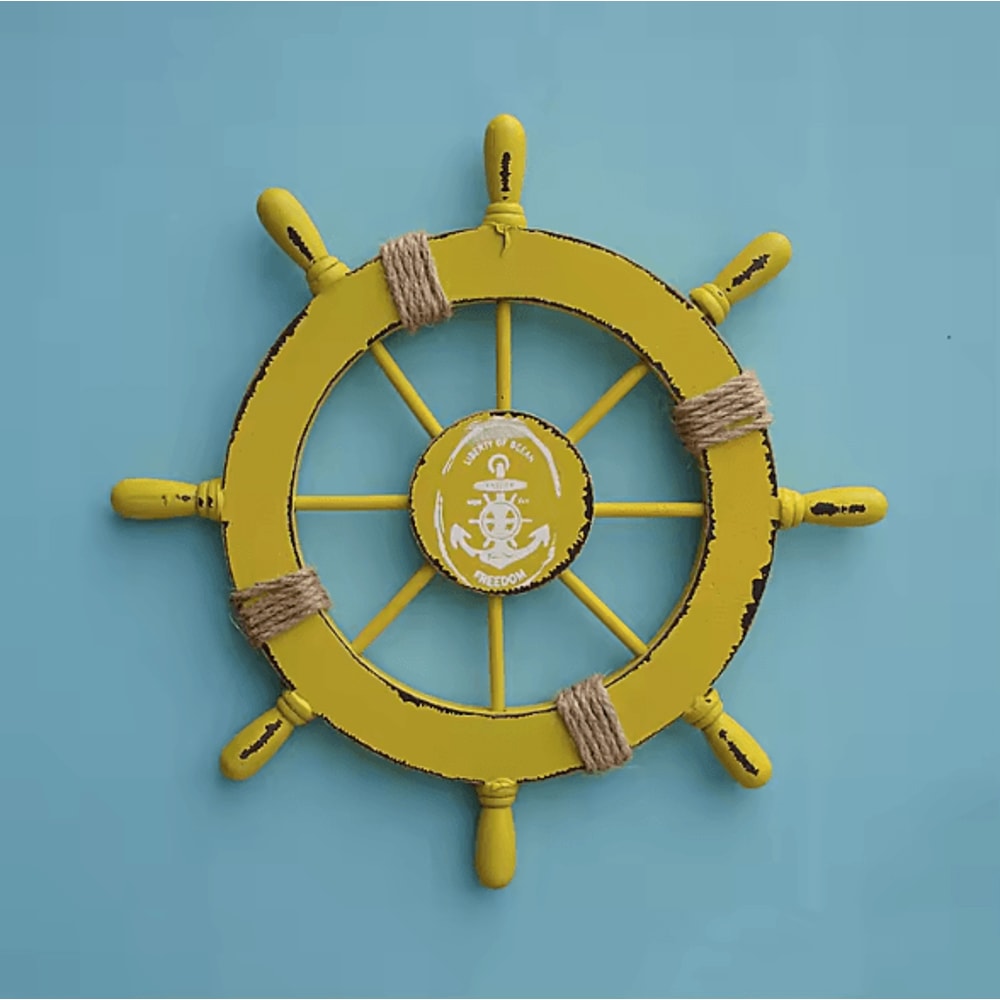Vintage Wooden Ship Wheel Wall Decor Nautical Boat Steering Helm For Coastal Home Styling 3