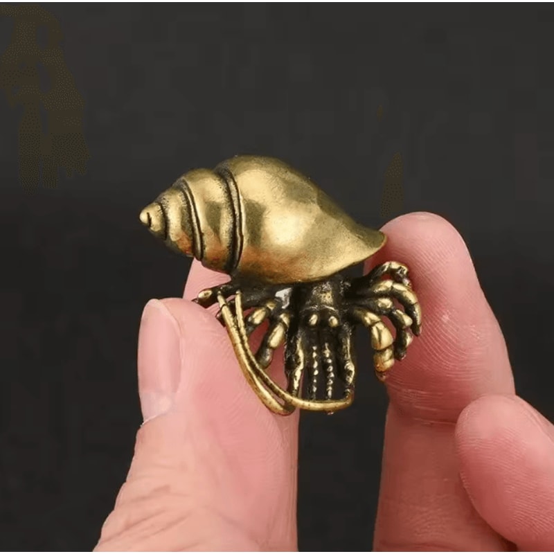 Vintage Brass Hermit Crab Figurine Nautical Sea Animal Desk Decor Coastal Accent 0