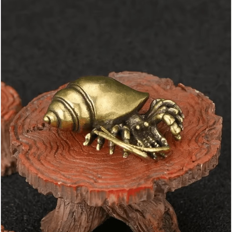 Vintage Brass Hermit Crab Figurine Nautical Sea Animal Desk Decor Coastal Accent 1
