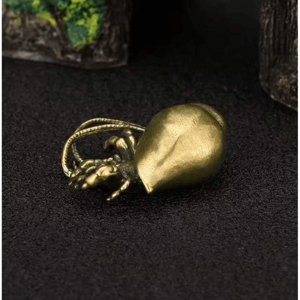 Vintage Brass Hermit Crab Figurine Nautical Sea Animal Desk Decor Coastal Accent 3