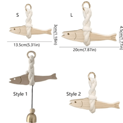 lightweight wooden fish hanging ornament with bell – nautical car & wall decor for coastal style