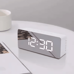 led mirror digital alarm clock – modern usb desk clock with snooze & night light display