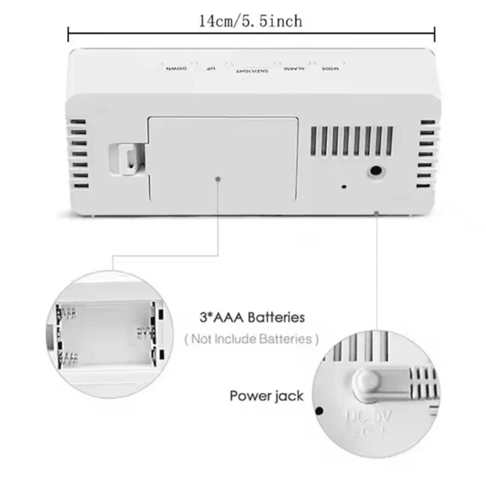 LED Mirror Digital Alarm Clock Modern USB Desk Clock With Snooze Night Light Display 1