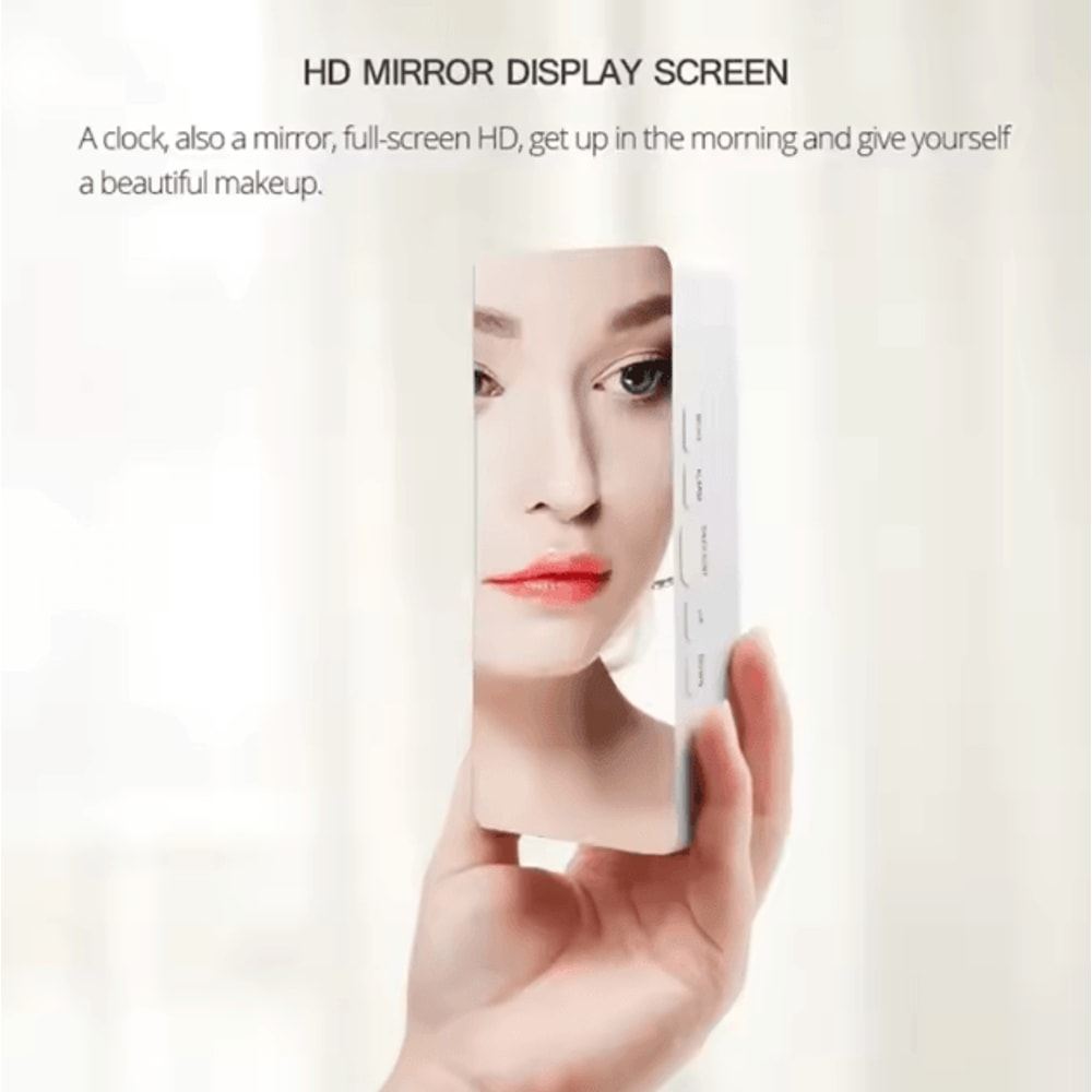 LED Mirror Digital Alarm Clock Modern USB Desk Clock With Snooze Night Light Display 2