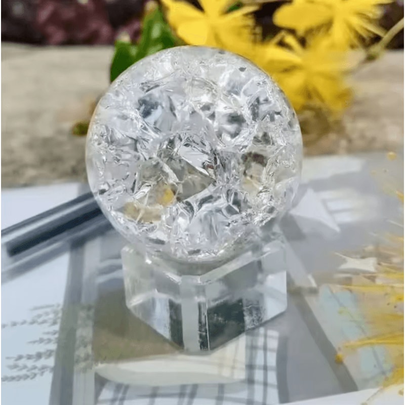 Ice Crack Crystal Ball Glass Sphere Feng Shui Magic Orb For Home Aquarium Desk Decor 1