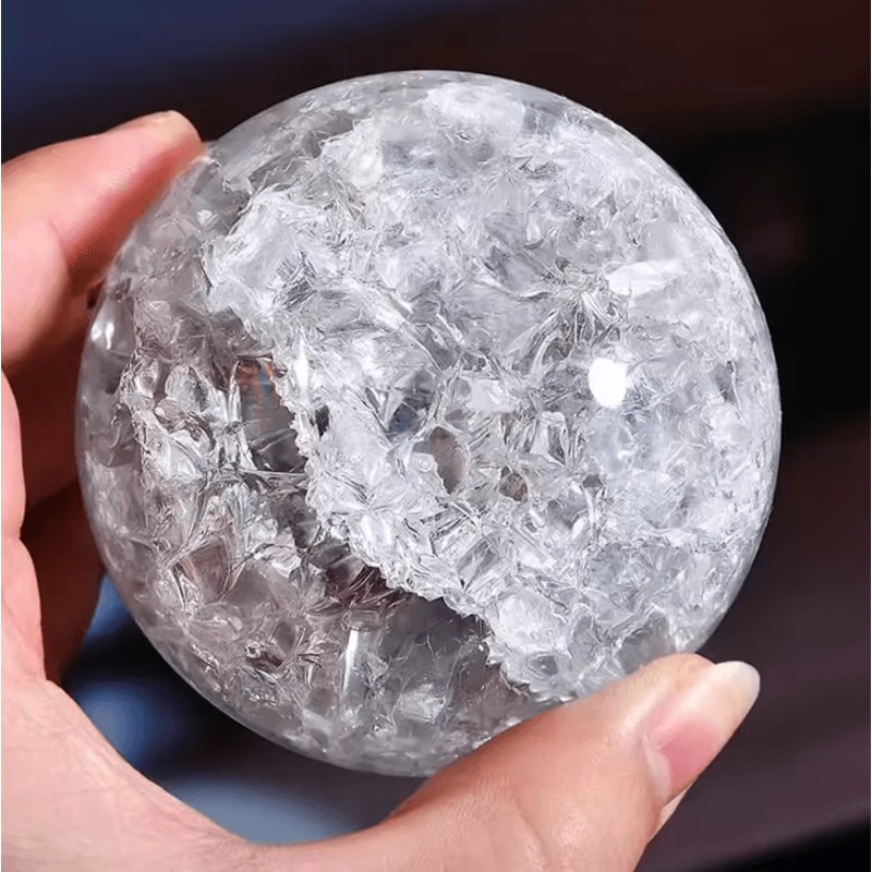 Ice Crack Crystal Ball Glass Sphere Feng Shui Magic Orb For Home Aquarium Desk Decor 3