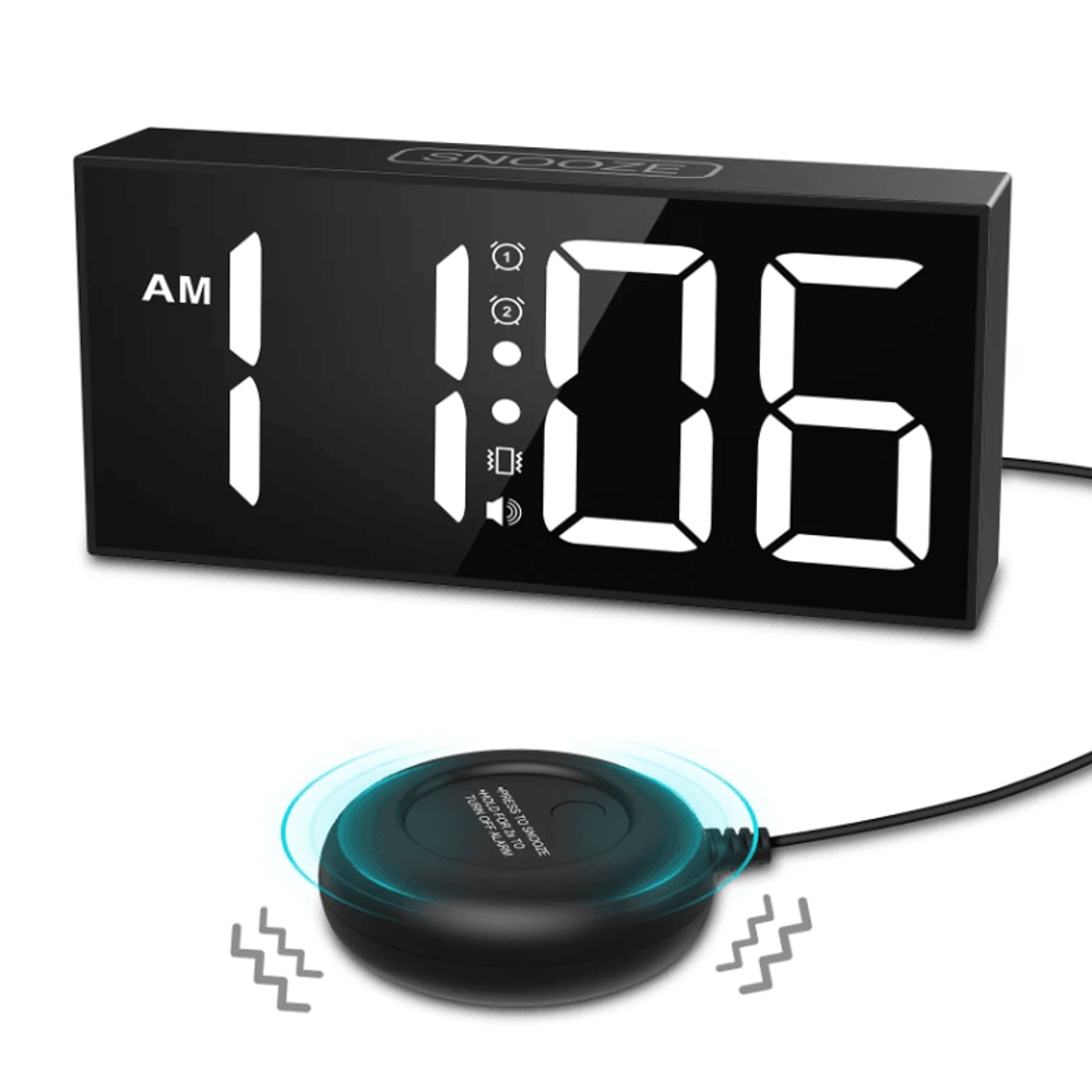ORIA Vibrating Alarm Clock With Bed Shaker Loud LED Digital Clock For Heavy Sleepers Hearing Impa 0