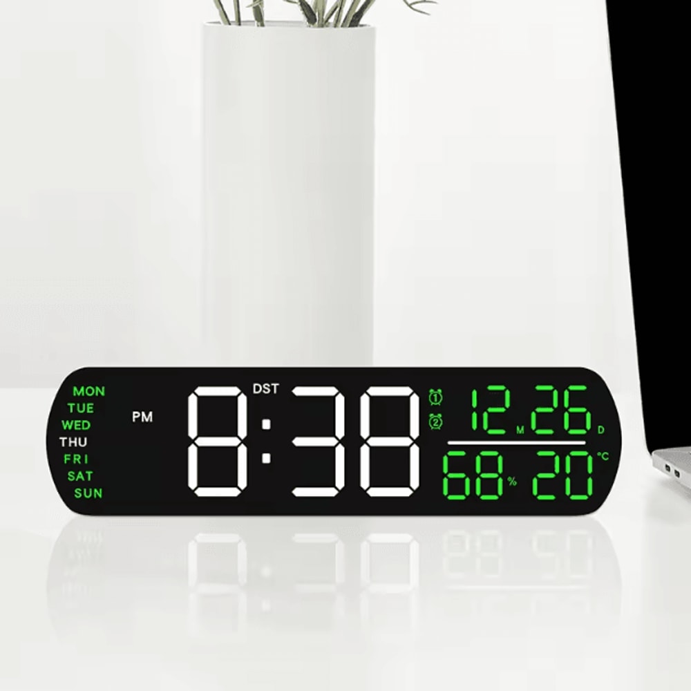 Smart LED Digital Alarm Clock With Temperature Humidity Auto Dimming Display 2