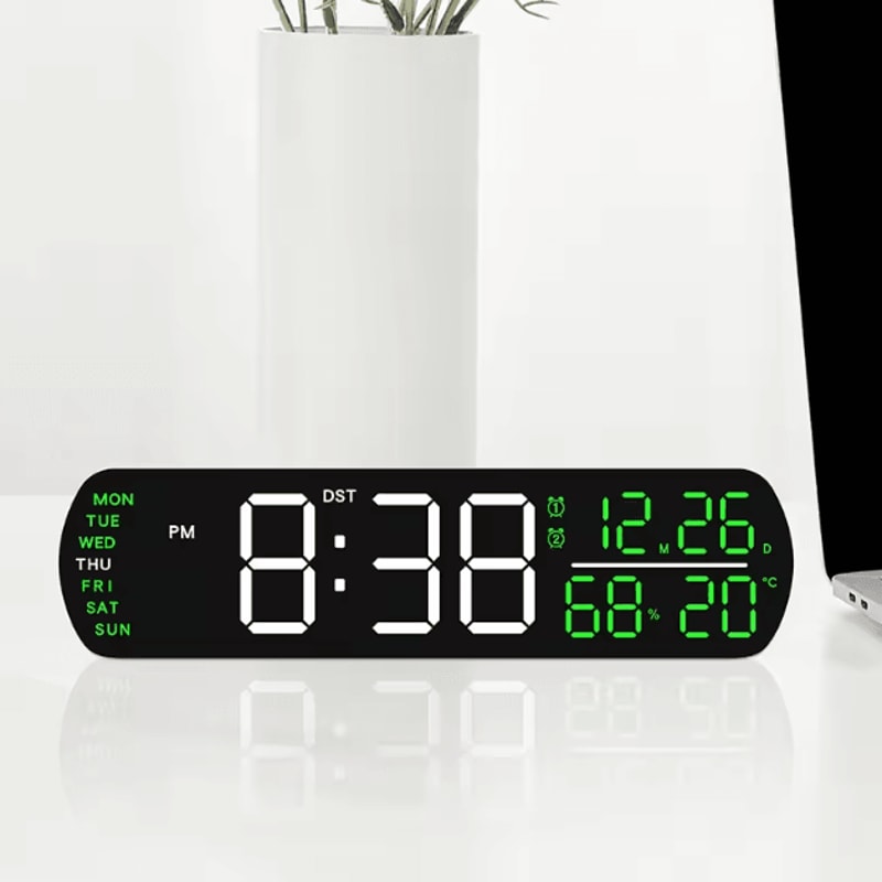 Smart LED Digital Alarm Clock With Temperature Humidity Auto Dimming Display 2