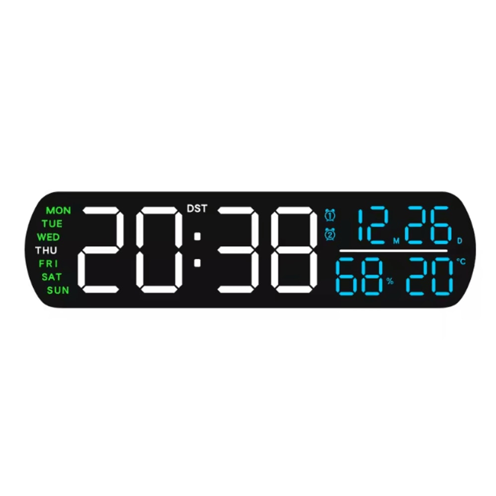Smart LED Digital Alarm Clock With Temperature Humidity Auto Dimming Display 8