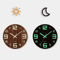12Inch Luminous Wooden Wall Clock Silent Nordic Glow Night Light Design 3
