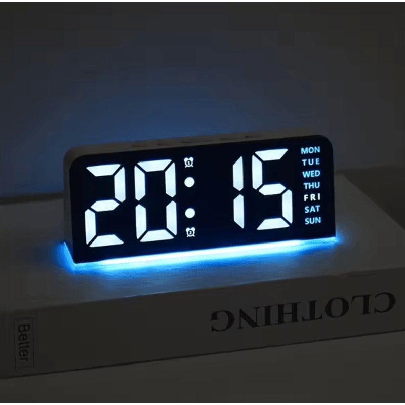 Modern LED Digital Alarm Clock With Temperature Display Night Light 0