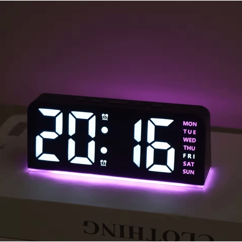 Modern LED Digital Alarm Clock With Temperature Display Night Light 4