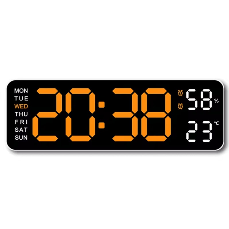 Large LED Digital Wall Clock With Temperature Humidity Adjustable Brightness Display 4