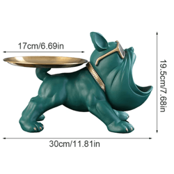 30cm bulldog resin storage statue – functional dog decor organizer for home