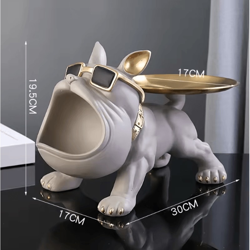 30cm Bulldog Resin Storage Statue Functional Dog Decor Organizer For Home 2