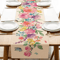 Spring Watercolor Butterfly Linen Table Runner Elegant Floral Dining Decor 5
