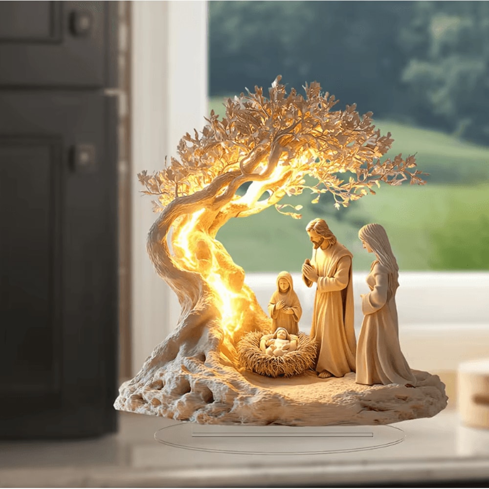 Acrylic Tree Of Life Family Statue Minimalist Desktop Decor Ornament 2