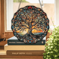 round acrylic tree of life wall hanging – sunlight reflective indoor & outdoor decor