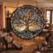 Round Acrylic Tree Of Life Wall Hanging Sunlight Reflective Indoor Outdoor Decor 1