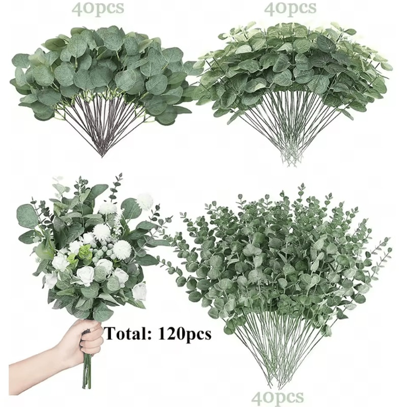 Artificial Eucalyptus Leaves Stems Set Realistic Greenery For DIY Decor Events 3060120PCS 1