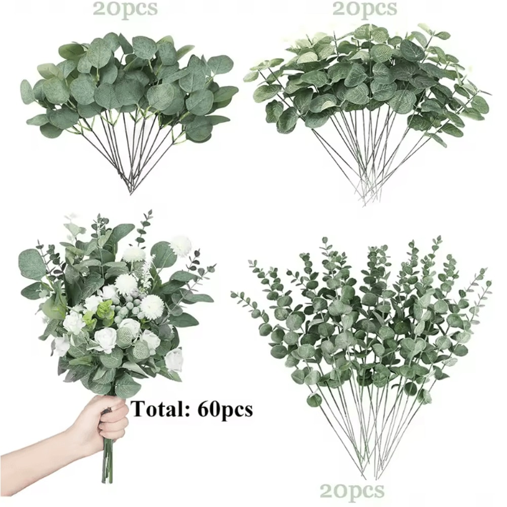 Artificial Eucalyptus Leaves Stems Set Realistic Greenery For DIY Decor Events 3060120PCS 2