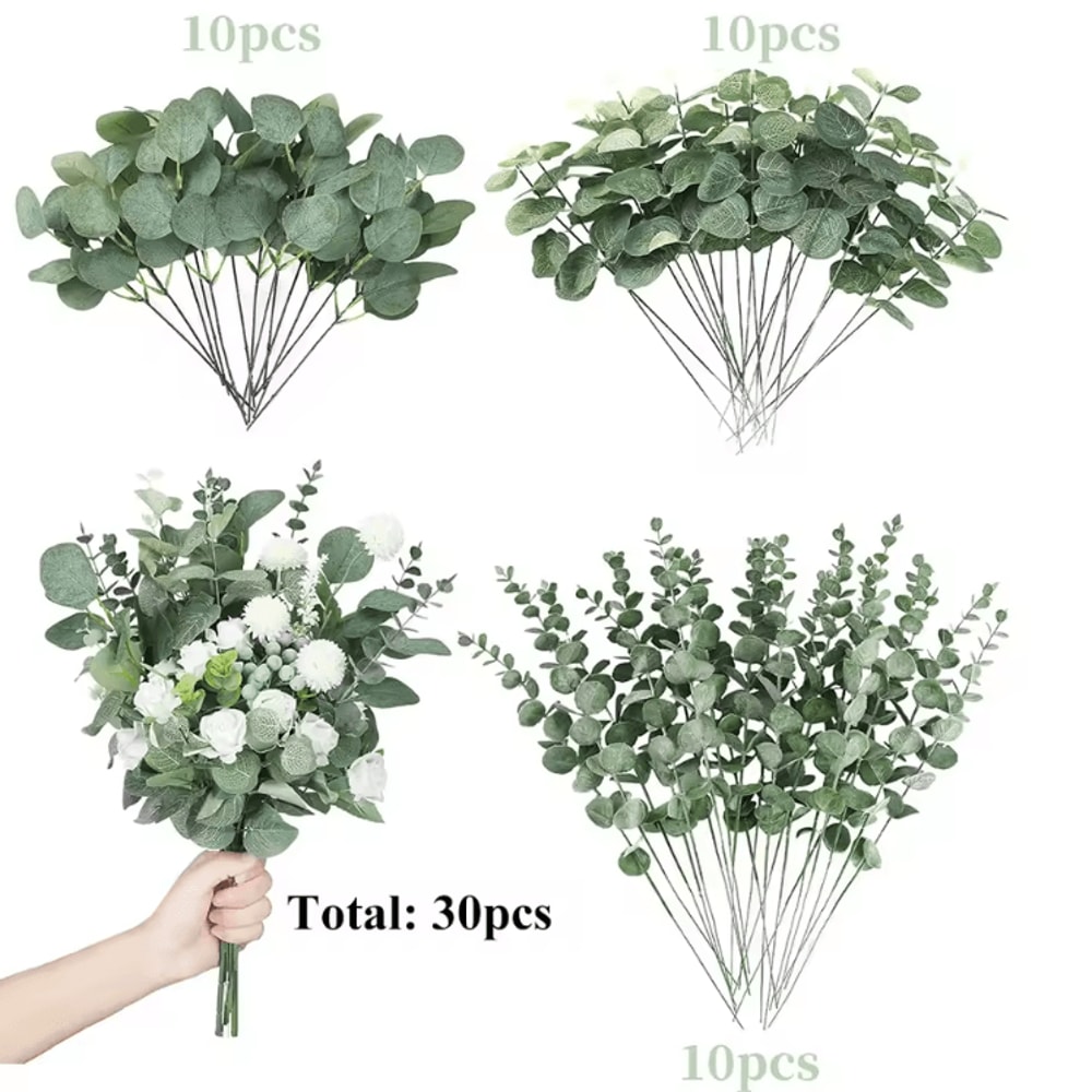 Artificial Eucalyptus Leaves Stems Set Realistic Greenery For DIY Decor Events 3060120PCS 3