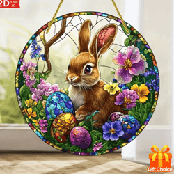 2d acrylic easter bunny window hanging – cute spring sun catcher decor