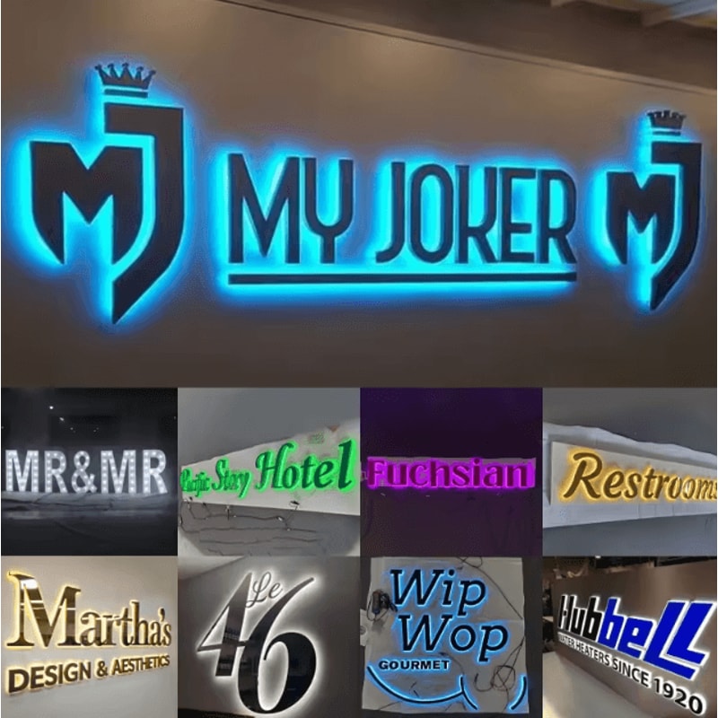 Custom Backlit LED Metal Logo Sign Premium Waterproof Business Wall Decor 2