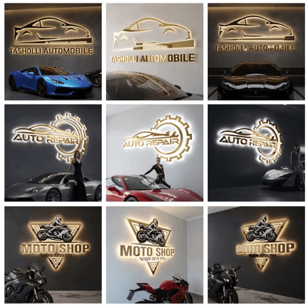 Custom Backlit LED Metal Logo Sign Premium Waterproof Business Wall Decor 3