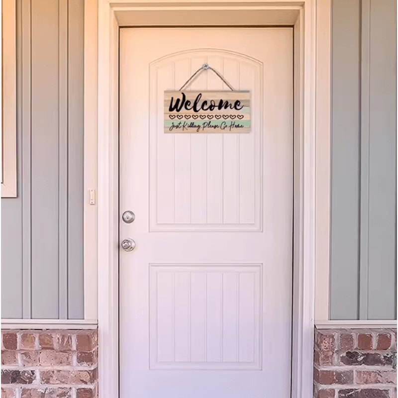 Rustic Wooden Welcome Wall Hanging Farmhouse Style Home Decor Sign 1