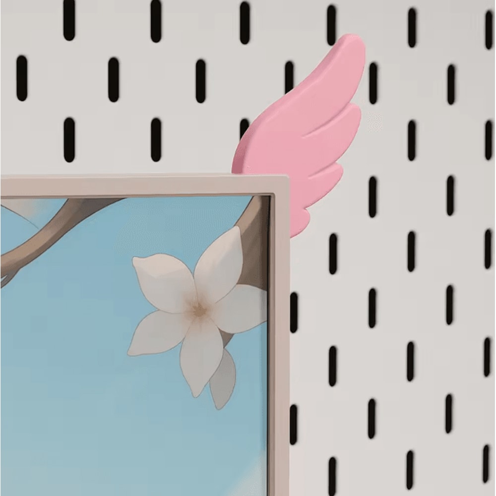 3D Printed Pink Wing Monitor Decor Cute Aesthetic Gaming Desk Ornament 1