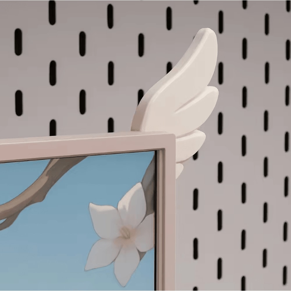 3D Printed Pink Wing Monitor Decor Cute Aesthetic Gaming Desk Ornament 2