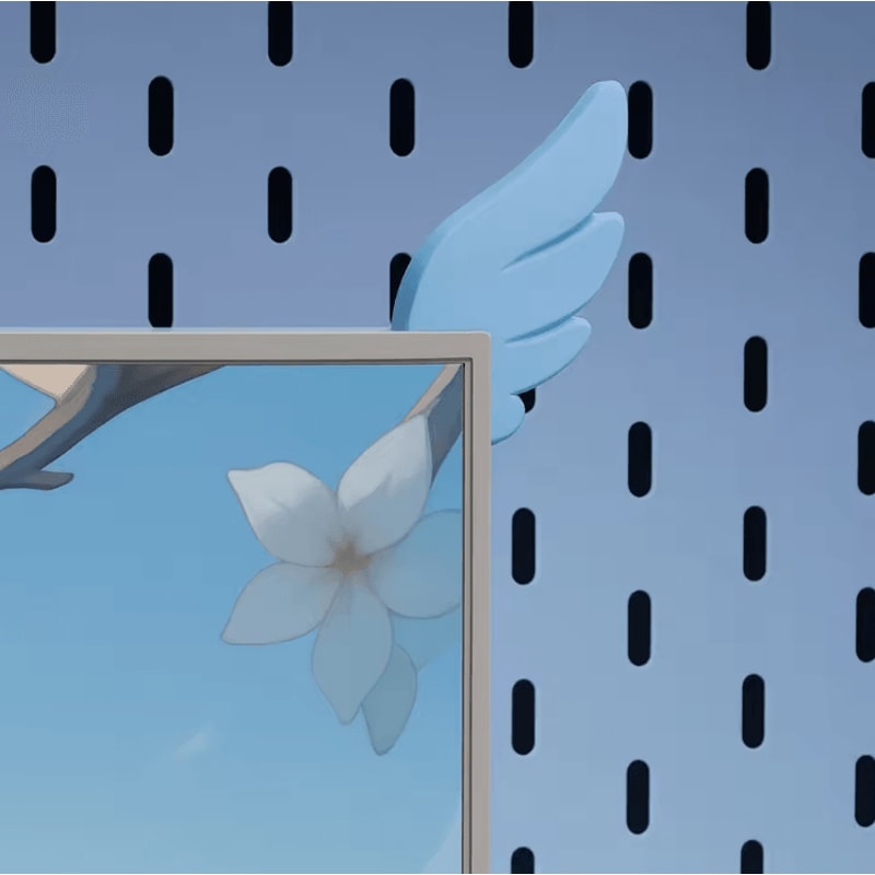 3D Printed Pink Wing Monitor Decor Cute Aesthetic Gaming Desk Ornament 3