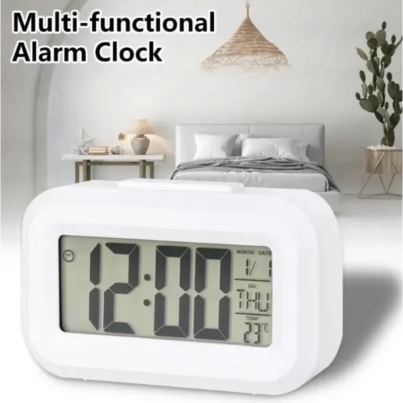MultiFunction LED Digital Alarm Clock Calendar Temperature Backlight Display 1