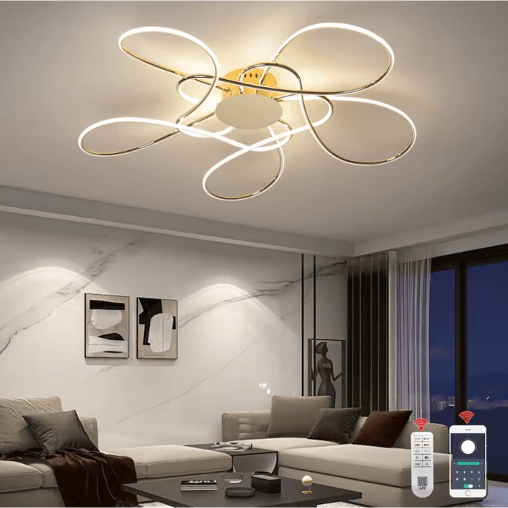 Modern Gold LED Chandelier Luxury Aluminum Acrylic Ceiling Light Fixture 0