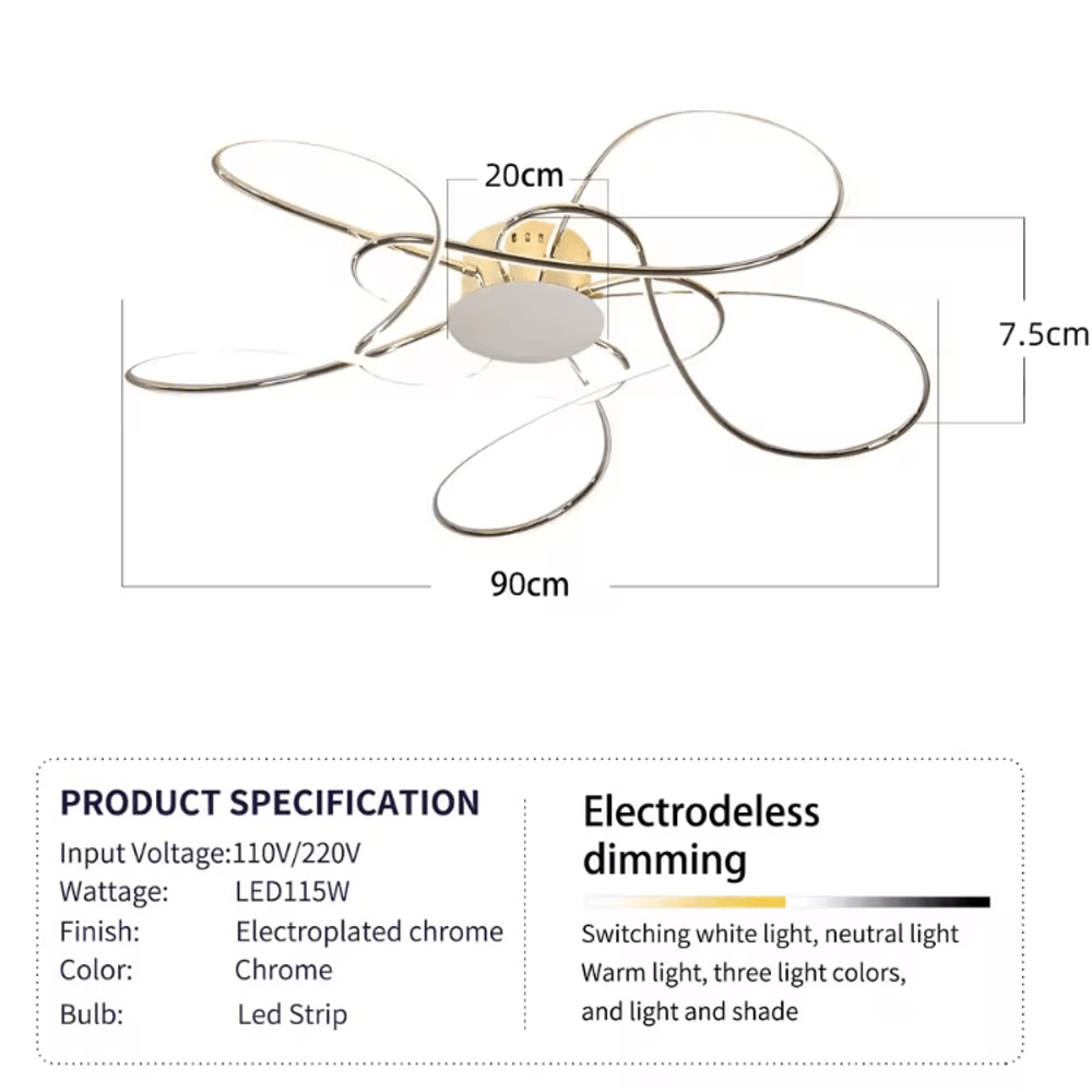 Modern Gold LED Chandelier Luxury Aluminum Acrylic Ceiling Light Fixture 6
