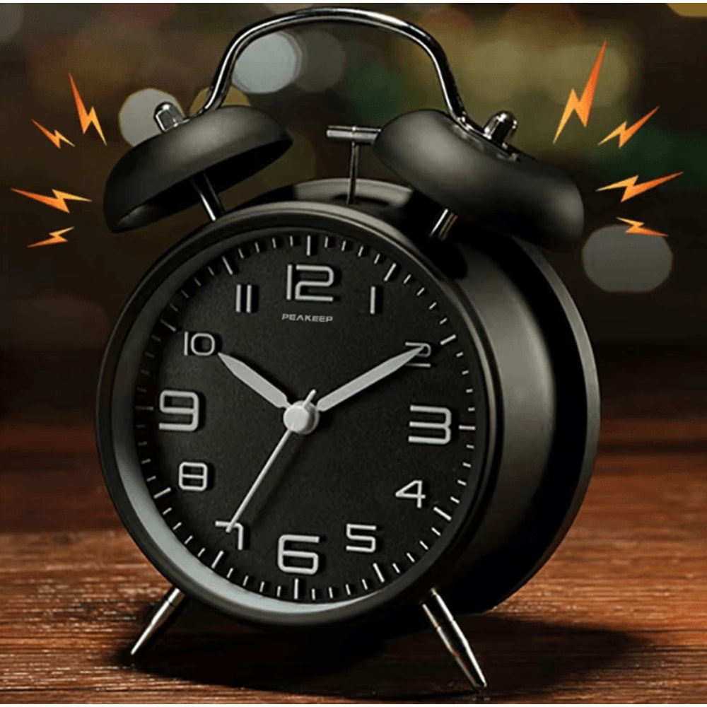 4Inch Twin Bell Loud Alarm Clock Retro Metal Desk Clock With Backlight 0