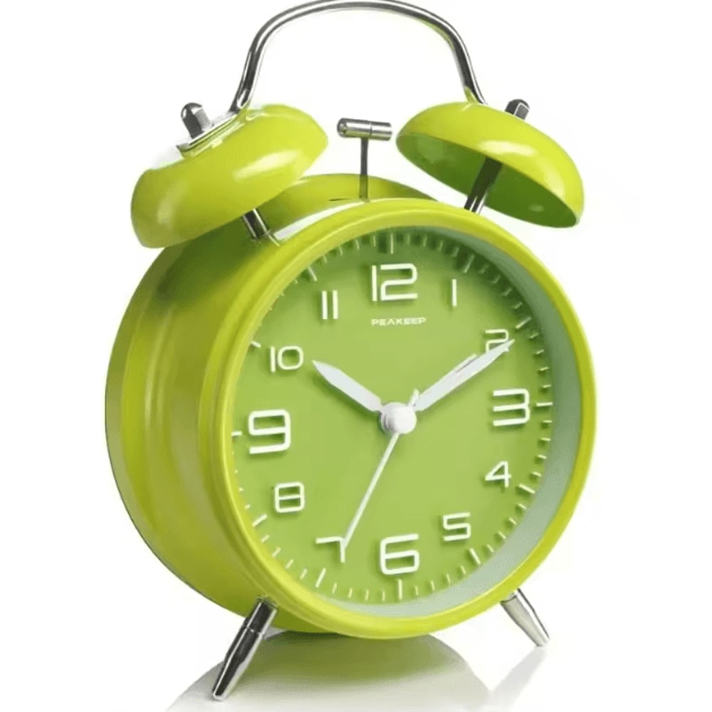 4Inch Twin Bell Loud Alarm Clock Retro Metal Desk Clock With Backlight 4