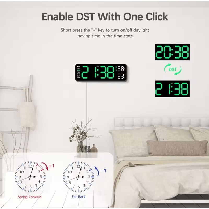 10Inch Smart LED Digital Wall Clock Minimalist Calendar Temperature Display 1
