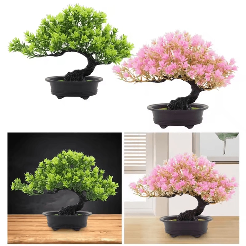 Artificial Japanese Pine Bonsai Tree Realistic Mini Zen Plant For Home Office 0