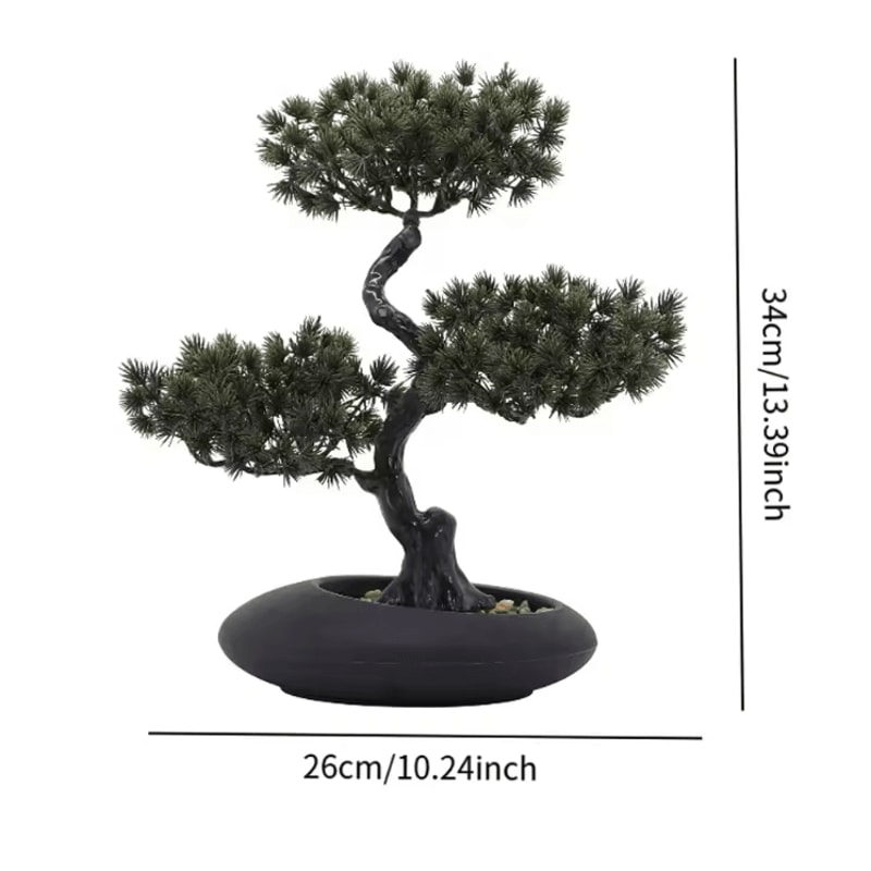 Artificial Japanese Pine Bonsai Tree Realistic Mini Zen Plant For Home Office 1