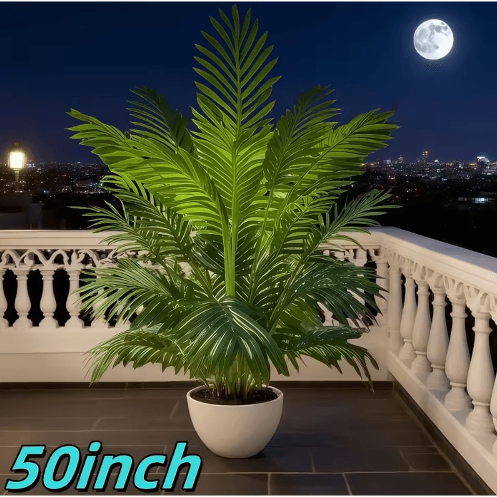 50Inch Artificial Palm Tree Lush Tropical Decor For Indoor Outdoor Spaces 1