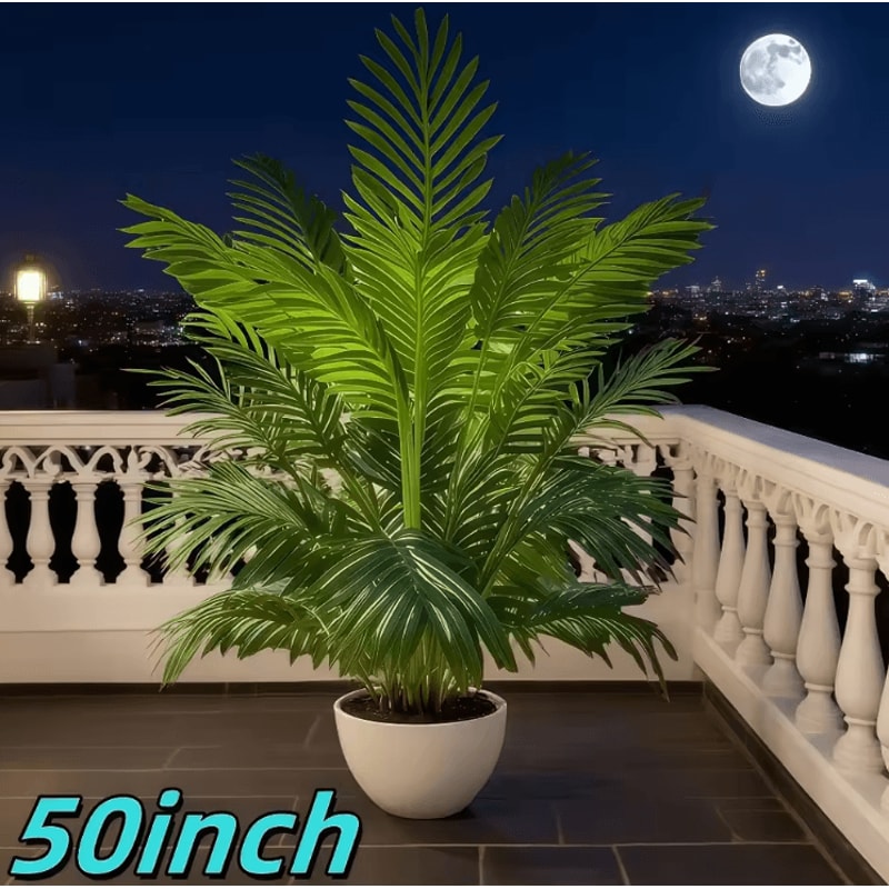 50Inch Artificial Palm Tree Lush Tropical Decor For Indoor Outdoor Spaces 1